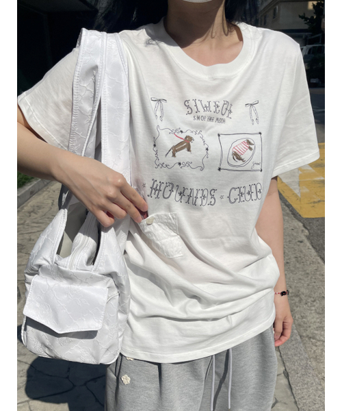 SIWEOL107(シウォル107)の「ハウンドクラブTシャツ(ホワイト)(Tシャツ/カットソー・レディース・ホワイト・FREE)」の2枚目の写真