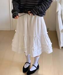 ミディ丈フリルティアードスカート