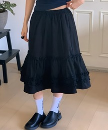 ミディ丈フリルティアードスカート