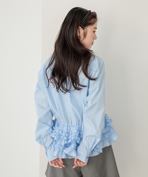 Heather（ヘザー）の「ボリュームフリルヘムシャツ　644834（シャツ/ブラウス・レディース・アイボリー/ブラック系その他/ブルー・FREE）」の7枚目の写真