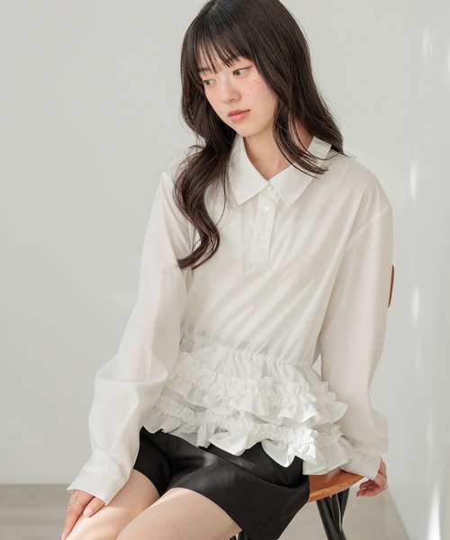 Heather（ヘザー）の「ボリュームフリルヘムシャツ　644834（シャツ/ブラウス・レディース・アイボリー/ブラック系その他/ブルー・FREE）」の16枚目の写真