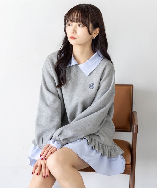 clear（クリア）の「布帛ドッキングニットワンピース[大人 フェミニン ガーリー]≪新作≫（ワンピース・レディース・ブラック/オフホワイト/グレー・F）」の3枚目の写真