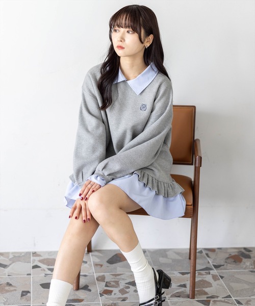 clear（クリア）の「布帛ドッキングニットワンピース[大人 フェミニン ガーリー]≪新作≫（ワンピース・レディース・ブラック/オフホワイト/グレー・F）」の22枚目の写真