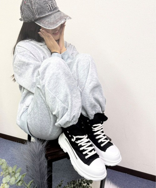 almo(アルモ)の「【Bls】【Bling Leads】ZIPパーカーセットアップ(BL)(セットアップ・レディース・チャコールグレー/グレー系その他/ブラック・MEDIUM/SMALL)」の5枚目の写真