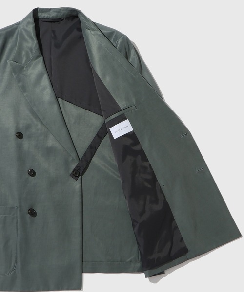 ADAM ET ROPE'(アダムエロペ)の「キュプラコットン ダブルブレスト ジャケット / セットアップ対応(テーラードジャケット・メンズ・ブラック/チャコールグレー・L/M)」の4枚目の写真