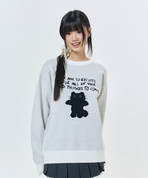 シャンニョン キャラクタージャガードクルーニット IVORY