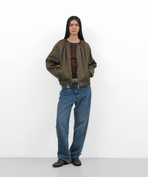 PARTIMENTO WOMEN(パルティメントウィメン)の「ノンカラーシャーリングボンバージャケット_カーキ(その他アウター・レディース・その他・ONE SIZE)」の6枚目の写真