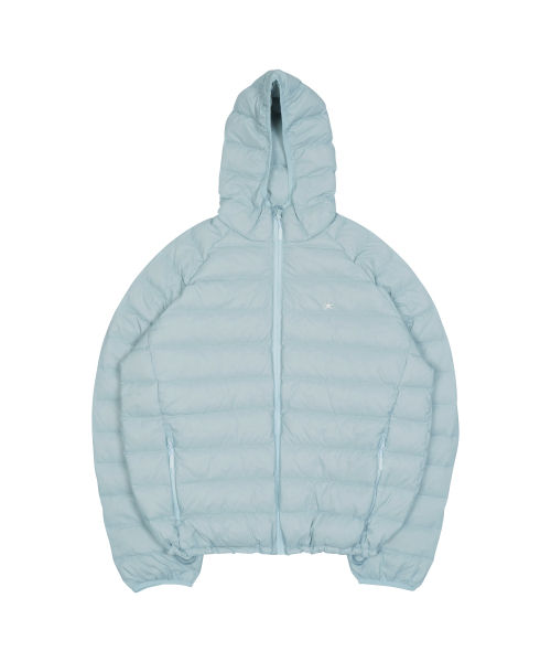 THECOLDESTMOMENT(ザコールデストモーメント)の「TCM mini logo raglan light puffer jacket (sky blue)(ダウンジャケット/コート・レディース・その他・S/M/L)」の1枚目の写真