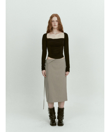 WIDE SQUARE SHIRRING T (BLACK)