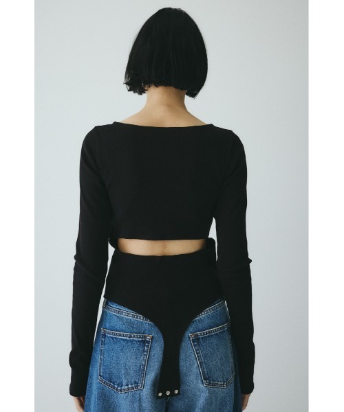 HeRIN.CYE（ヘリンドットサイ）の「Teleco back open tee　　テレコバックオープンT（Tシャツ/カットソー・レディース・ブラック/ベージュ/オフホワイト・FREE）」の3枚目の写真