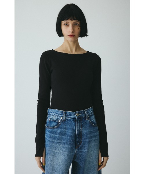 HeRIN.CYE（ヘリンドットサイ）の「Teleco back open tee　　テレコバックオープンT（Tシャツ/カットソー・レディース・ブラック/ベージュ/オフホワイト・FREE）」の5枚目の写真