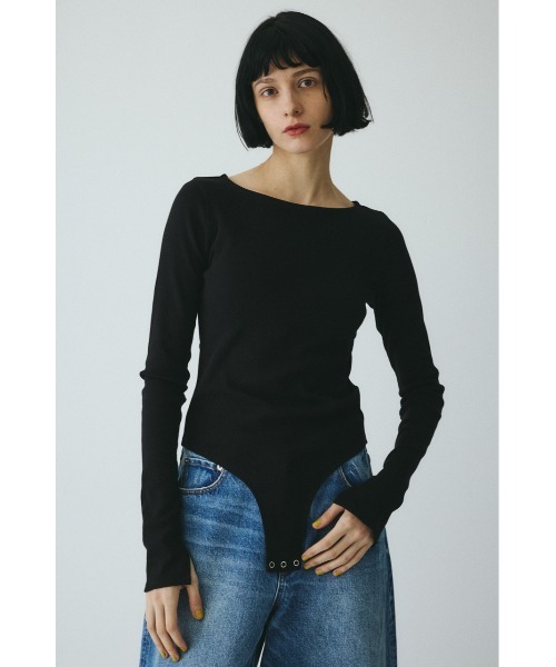 HeRIN.CYE（ヘリンドットサイ）の「Teleco back open tee　　テレコバックオープンT（Tシャツ/カットソー・レディース・ブラック/ベージュ/オフホワイト・FREE）」の11枚目の写真