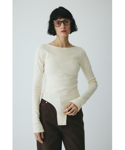 HeRIN.CYE（ヘリンドットサイ）の「Teleco back open tee　　テレコバックオープンT（Tシャツ/カットソー・レディース・ブラック/ベージュ/オフホワイト・FREE）」の18枚目の写真