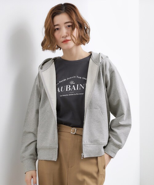 grove(グローブ)の「軽やかに羽織れてシーズンレスに活躍! 大人のジップパーカー(パーカー・レディース・グレー/アイボリー/ベビーピンク・02/03/01/04/05)」の8枚目の写真