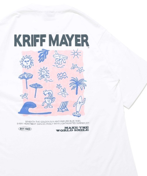 KRIFF MAYER Lady's Collection(クリフメイヤーレディースコレクション)の「【本体綿100%】プリント半袖チュニック(ゆるキャラ)(Tシャツ/カットソー・レディース・チャコール/カラフル/オフホワイト/パープル/ベージュ・LARGE/MEDIUM)」の1枚目の写真