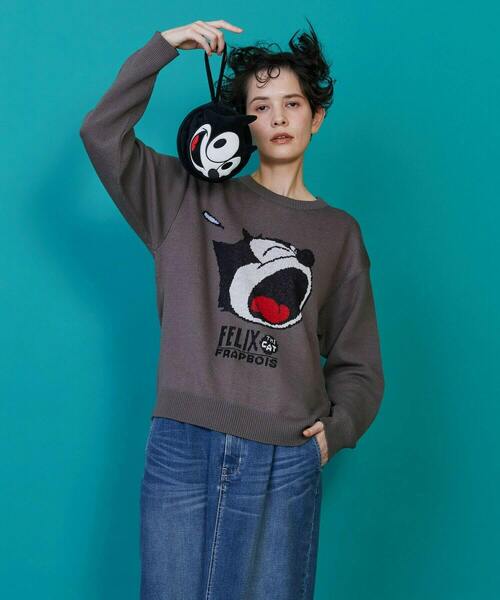 FRAPBOIS（フラボア）の「FELIX フェイスニット（ニット/セーター・レディース・チャコールグレー・1/2）」の13枚目の写真