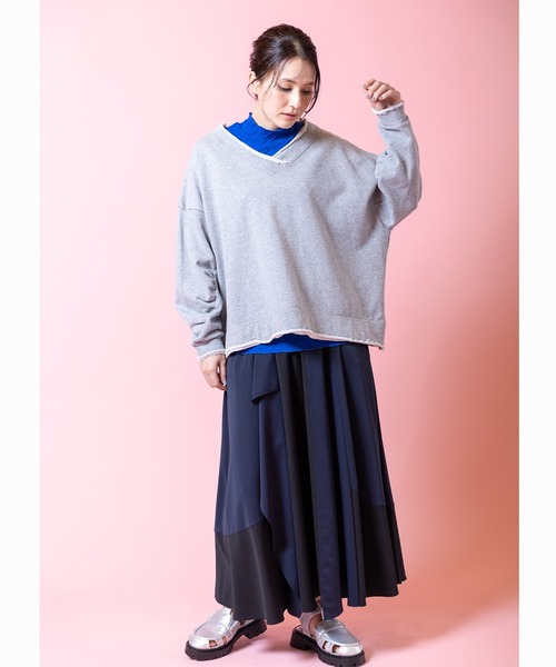 OSMOSIS（オズモーシス）の「ピンタックハイネックTシャツ（Tシャツ/カットソー・レディース・ブルー/ブラック/アイボリー/ライトパープル・ONE SIZE）」の10枚目の写真