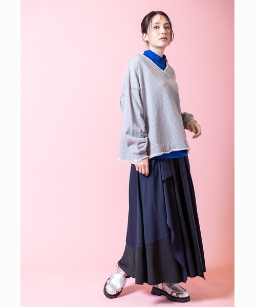 OSMOSIS（オズモーシス）の「ピンタックハイネックTシャツ（Tシャツ/カットソー・レディース・ブルー/ブラック/アイボリー/ライトパープル・ONE SIZE）」の11枚目の写真