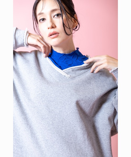 OSMOSIS（オズモーシス）の「ピンタックハイネックTシャツ（Tシャツ/カットソー・レディース・ブルー/ブラック/アイボリー/ライトパープル・ONE SIZE）」の16枚目の写真