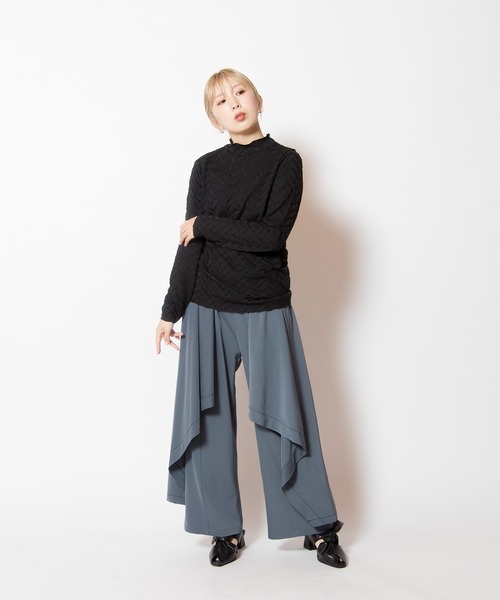 OSMOSIS（オズモーシス）の「ピンタックハイネックTシャツ（Tシャツ/カットソー・レディース・ブルー/ブラック/アイボリー/ライトパープル・ONE SIZE）」の17枚目の写真