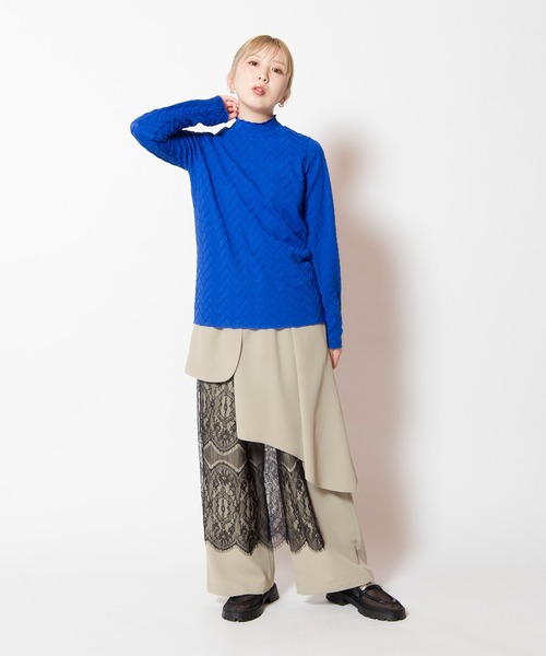 OSMOSIS（オズモーシス）の「ピンタックハイネックTシャツ（Tシャツ/カットソー・レディース・ブルー/ブラック/アイボリー/ライトパープル・ONE SIZE）」の21枚目の写真