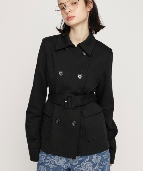 SLY（スライ）の「SWEAT FABRIC PEA COAT スウェットファブリックピーコ―ト 春服（ピーコート・レディース・ブラック/杢グレー・FREE）」の2枚目の写真