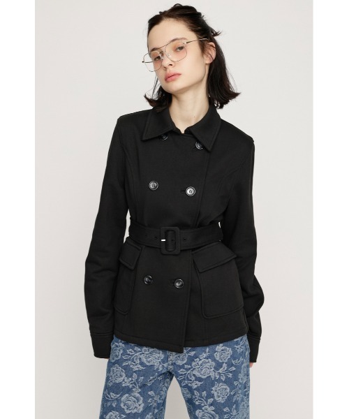 SLY（スライ）の「SWEAT FABRIC PEA COAT スウェットファブリックピーコ―ト 春服（ピーコート・レディース・ブラック/杢グレー・FREE）」の3枚目の写真