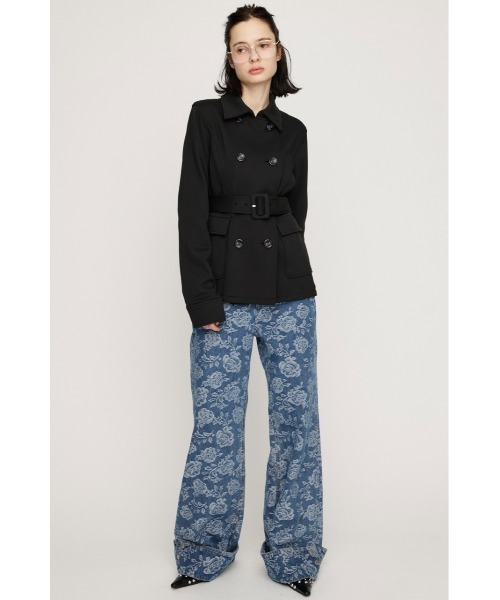 SLY（スライ）の「SWEAT FABRIC PEA COAT スウェットファブリックピーコ―ト 春服（ピーコート・レディース・ブラック/杢グレー・FREE）」の4枚目の写真