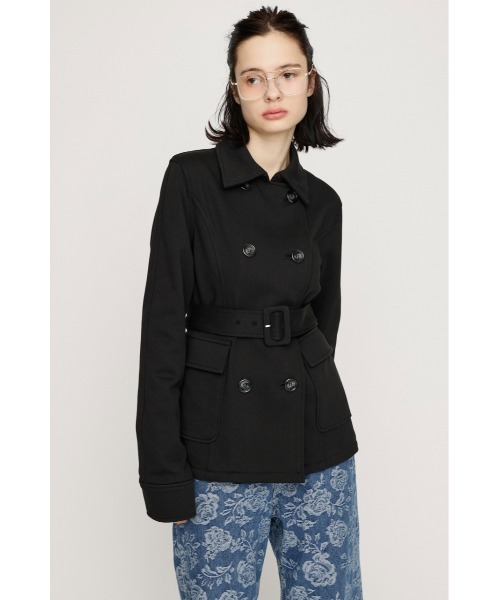 SLY（スライ）の「SWEAT FABRIC PEA COAT スウェットファブリックピーコ―ト 春服（ピーコート・レディース・ブラック/杢グレー・FREE）」の5枚目の写真