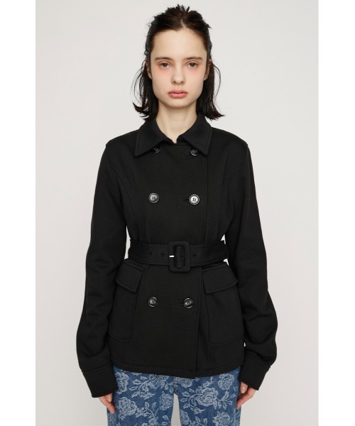 SLY（スライ）の「SWEAT FABRIC PEA COAT スウェットファブリックピーコ―ト 春服（ピーコート・レディース・ブラック/杢グレー・FREE）」の6枚目の写真