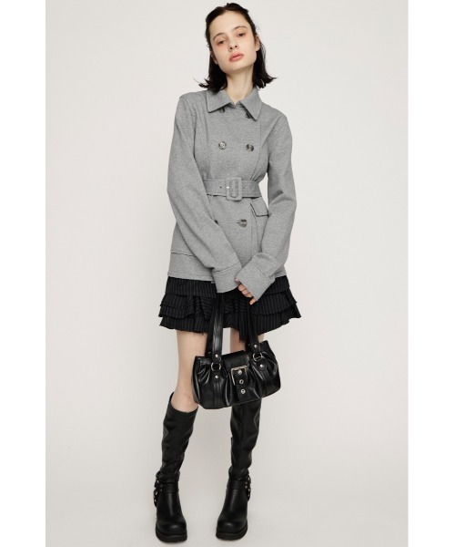 SLY（スライ）の「SWEAT FABRIC PEA COAT スウェットファブリックピーコ―ト 春服（ピーコート・レディース・ブラック/杢グレー・FREE）」の8枚目の写真