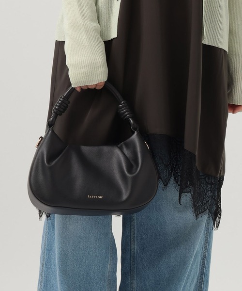 BAYFLOW（ベイフロー）の「[500mlのペットボトルも入る]ノットワンハンドルショルダーバッグ（ハンドバッグ・レディース・ブラック/ベージュ/ライトグリーン・FREE）」の8枚目の写真