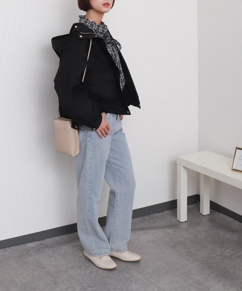 libelle more（リベル モア）の「【テフロン加工／防汚機能／撥水】Eツイルギャザーブルゾン マウンテンパーカー（マウンテンパーカー・レディース・ブラック/オリーブ/グレイッシュベージュ/アイボリー/ネイビー・L/M）」の14枚目の写真