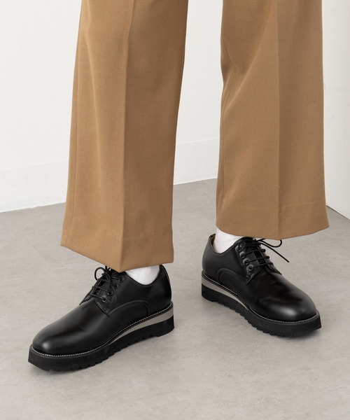 HAUS(ハウス)の「【HAUS】SHARK SOLE PLAIN TOE SHOES / シャークソールプレーントゥシューズ PU レザーシューズ(ドレスシューズ・メンズ・ブラック・S/LL/L/M)」の3枚目の写真