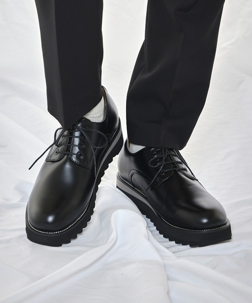 HAUS(ハウス)の「【HAUS】SHARK SOLE PLAIN TOE SHOES / シャークソールプレーントゥシューズ PU レザーシューズ(ドレスシューズ・メンズ・ブラック・S/LL/L/M)」の14枚目の写真