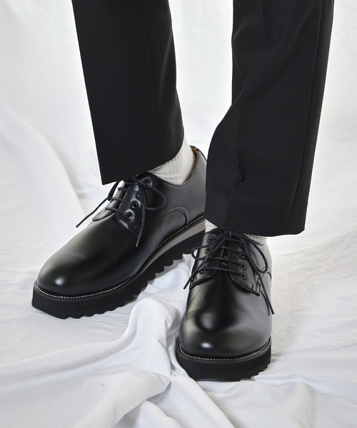 HAUS(ハウス)の「【HAUS】SHARK SOLE PLAIN TOE SHOES / シャークソールプレーントゥシューズ PU レザーシューズ(ドレスシューズ・メンズ・ブラック・S/LL/L/M)」の15枚目の写真