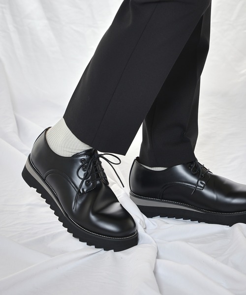 HAUS(ハウス)の「【HAUS】SHARK SOLE PLAIN TOE SHOES / シャークソールプレーントゥシューズ PU レザーシューズ(ドレスシューズ・メンズ・ブラック・S/LL/L/M)」の16枚目の写真