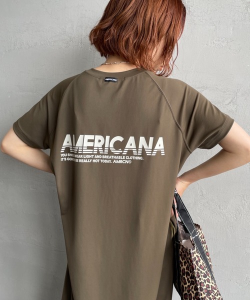 AMERICANA（アメリカーナ）の「【WEB先行予約】[Americana/アメリカーナ] 別注 AMERICANA バックロゴプリント マキシ丈ワンピース（ワンピース・レディース・ブラック/ブラウン/オリーブ・ONE SIZE）」の3枚目の写真