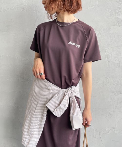 AMERICANA（アメリカーナ）の「【WEB先行予約】[Americana/アメリカーナ] 別注 AMERICANA バックロゴプリント マキシ丈ワンピース（ワンピース・レディース・ブラック/ブラウン/オリーブ・ONE SIZE）」の13枚目の写真