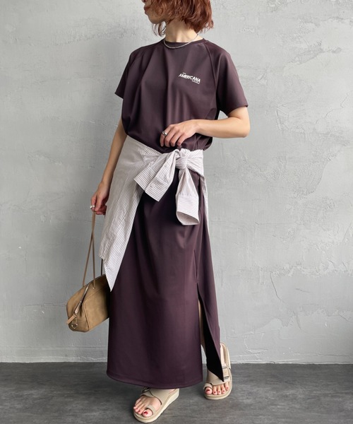 AMERICANA（アメリカーナ）の「【WEB先行予約】[Americana/アメリカーナ] 別注 AMERICANA バックロゴプリント マキシ丈ワンピース（ワンピース・レディース・ブラック/ブラウン/オリーブ・ONE SIZE）」の15枚目の写真