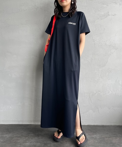 AMERICANA（アメリカーナ）の「【WEB先行予約】[Americana/アメリカーナ] 別注 AMERICANA バックロゴプリント マキシ丈ワンピース（ワンピース・レディース・ブラック/ブラウン/オリーブ・ONE SIZE）」の5枚目の写真