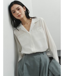anuans | セミシアーオープンカラーブラウス(シャツ/ブラウス)