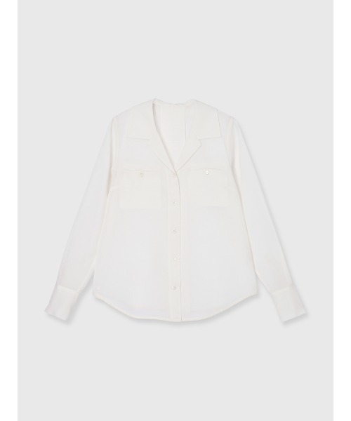 anuans（アニュアンス）の「セミシアーオープンカラーブラウス（シャツ/ブラウス・レディース・ホワイト/ベージュ/チャコールグレー・FREE）」の8枚目の写真