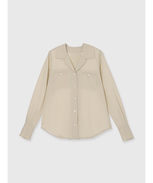 anuans（アニュアンス）の「セミシアーオープンカラーブラウス（シャツ/ブラウス・レディース・ホワイト/ベージュ/チャコールグレー・FREE）」の10枚目の写真