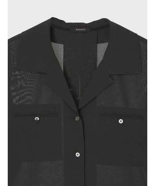 anuans（アニュアンス）の「セミシアーオープンカラーブラウス（シャツ/ブラウス・レディース・ホワイト/ベージュ/チャコールグレー・FREE）」の12枚目の写真