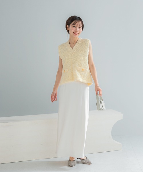 URBAN RESEARCH ROSSO WOMEN(アーバンリサーチ ロッソ)の「ヴィンテージシルキーサテンイージースカート(スカート・レディース・オフホワイト/ネイビー・36/38)」の5枚目の写真