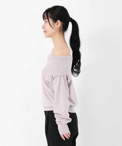 STRAWBERRY-FIELDS（ストロベリーフィールズ）の「コンフォートイネス_オフショルダ―ニット（ニット/セーター・レディース・オフホワイト/ライトグレー・2）」の4枚目の写真
