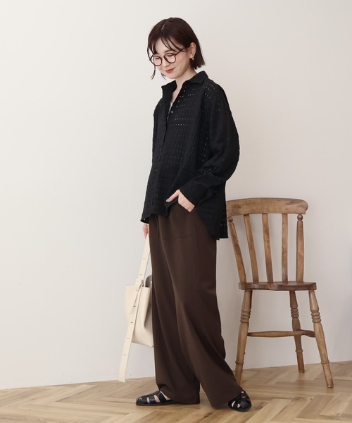 AMERICAN HOLIC(アメリカンホリック)の「シアーチェックシャツ(シャツ/ブラウス・レディース・アイボリー/ブラック/ブラウン・M/L)」の9枚目の写真