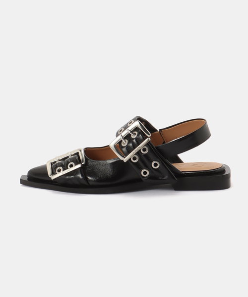 GANNI（ガニー）の「GANNI / ガニー Feminine Buckle Ballerina Naplack（サンダル・レディース・ブラック・38/37/36）」の3枚目の写真