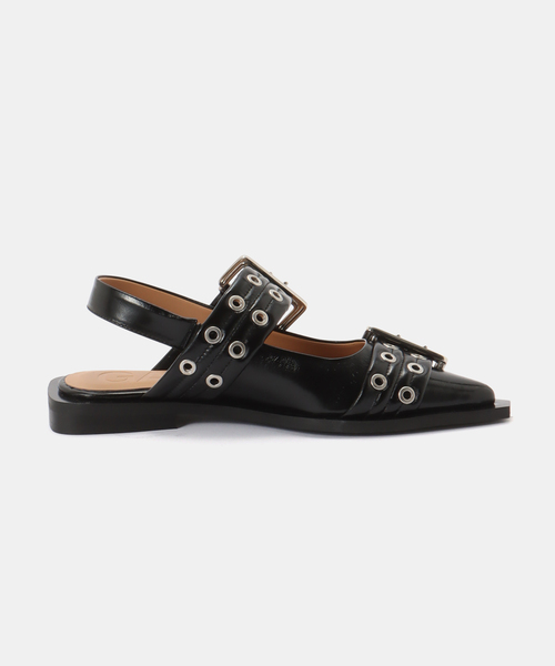 GANNI（ガニー）の「GANNI / ガニー Feminine Buckle Ballerina Naplack（サンダル・レディース・ブラック・38/37/36）」の6枚目の写真